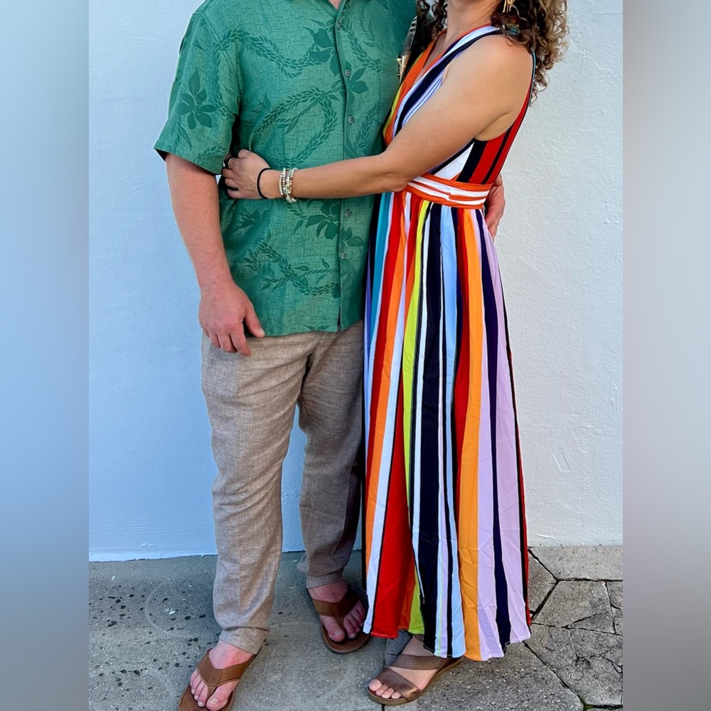 Oyrosy Rainbow Chiffon Maxi Dress - Picture 6 of 7